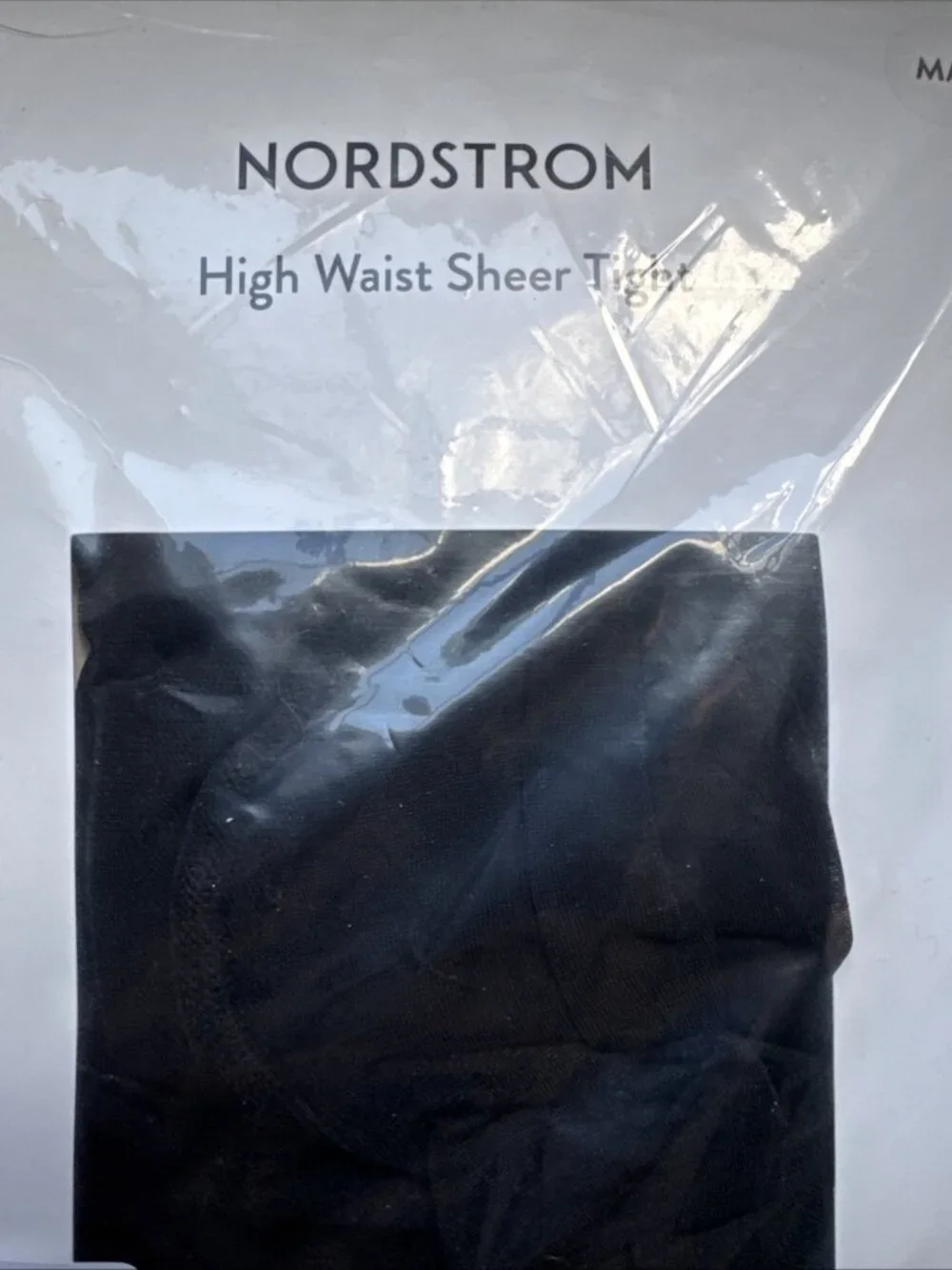 Nordstrom High Waist Sheer Tights Pantyhose Black 30 Denier Size M/L NEW